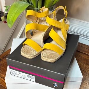 Vince Camuto Yellow Strappy Espadrille Wedge Sandals